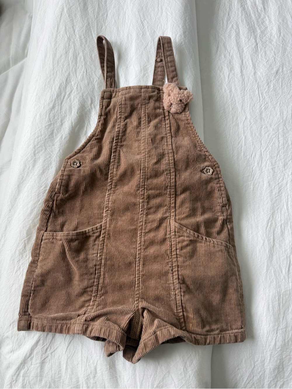 NEXT girls tan brown corduroy bear overall set